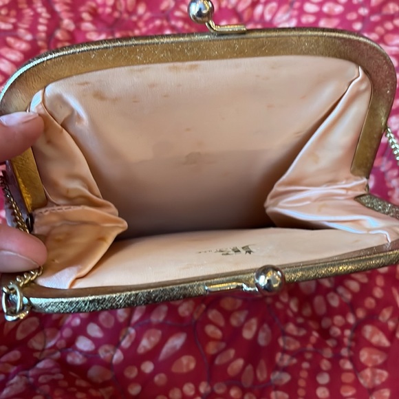 Vintage J.R. - Julius Resnick Miami Gold Floral Print Purse/Handbag - Picture 3 of 4